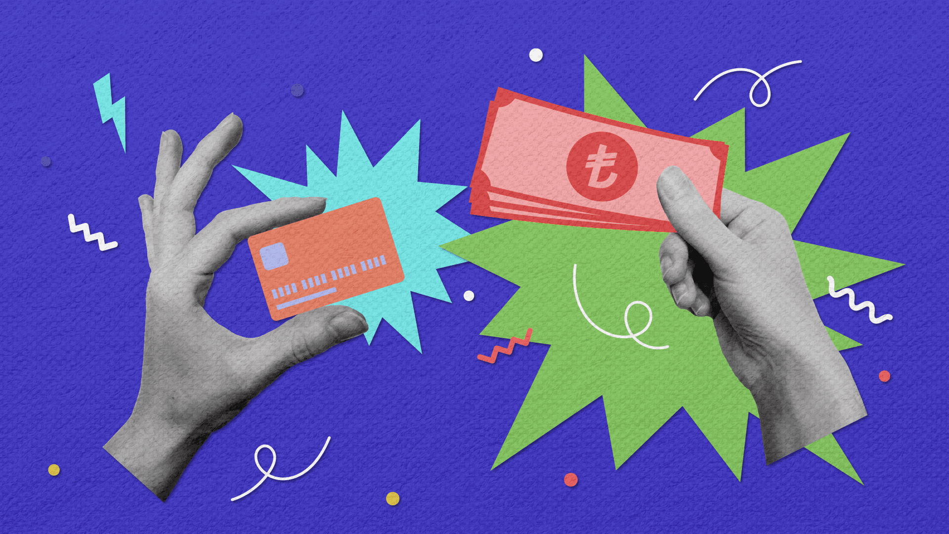 El, bilgisayar klavyesinin üzerinde dolar banknotlarını uzatıyor.